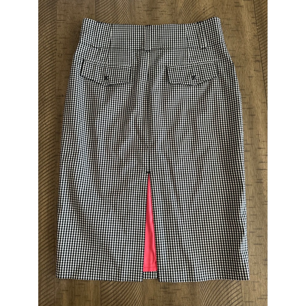 Marciano by Guess Gingham Pencil Skirt Size 2 Black & White with Hot Pink Lining - Picture 2 of 6